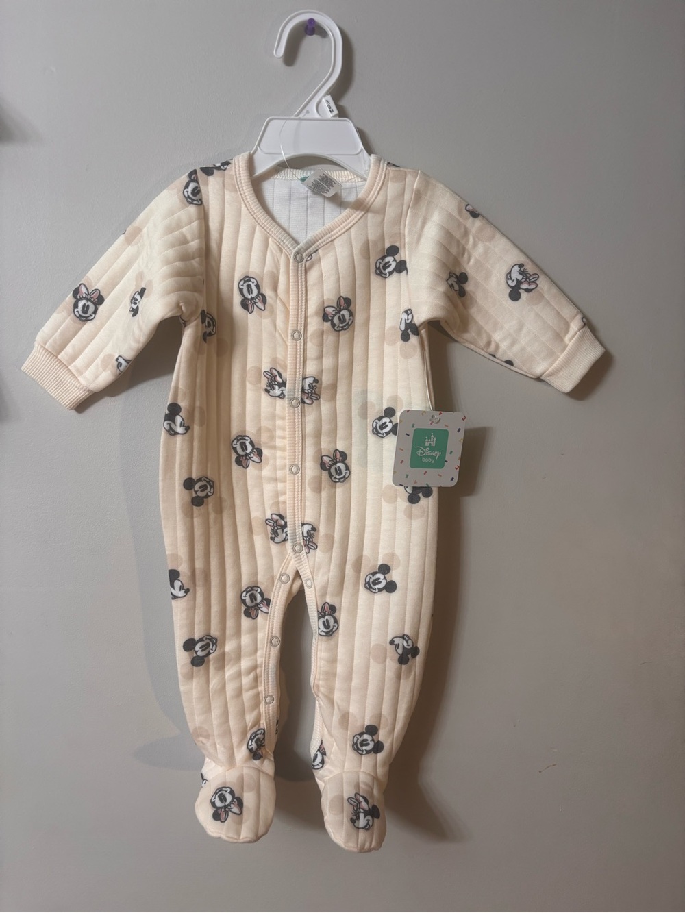 Disney Baby Mickey Minnie Quilted Footed Sleeper 3-6M NWT